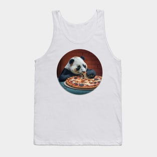 Real Panda Eats Pizza Realistic Art Tank Top